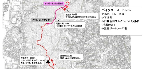 第6回倉敷国際トライアスロン大会 バイクコース 短縮