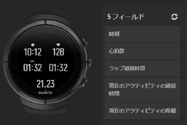 スントスパルタンウルトラ ディスプレイ表示