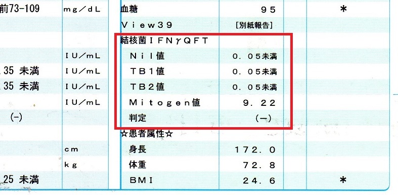 結核血液検査　クオンティフェロン